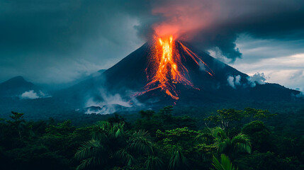 volcanic eruptions in nature. Selective focus.