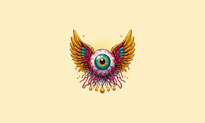 eye ball with wings vector illustration artwork design