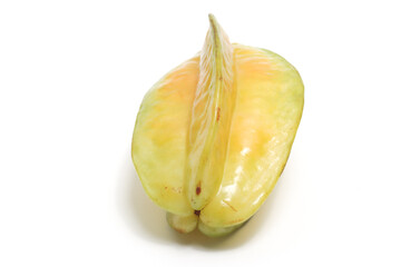 Fresh organic star fruit delicious front view isolated on white background clipping path