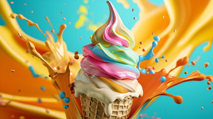 Abstract 3d background with ice cream