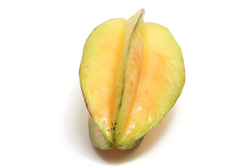 Fresh organic star fruit delicious front view isolated on white background clipping path