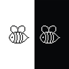 pixel bee  icon.  Vector pixel art bee 
 8 bit logo for game
