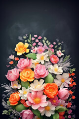 Obraz na płótnie Canvas Exquisite Bouquet of Flowers Against a Black Background