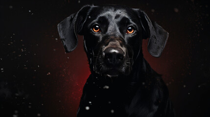 Abstract dark background with black dog
