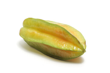 Fresh organic star fruit delicious side view isolated on white background clipping path
