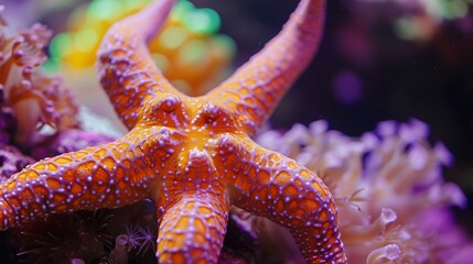 Generative AI : Fromia seastar in coral reef aquarium tank is one of the most amazing living...