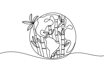 Bamboo. Planet. One line