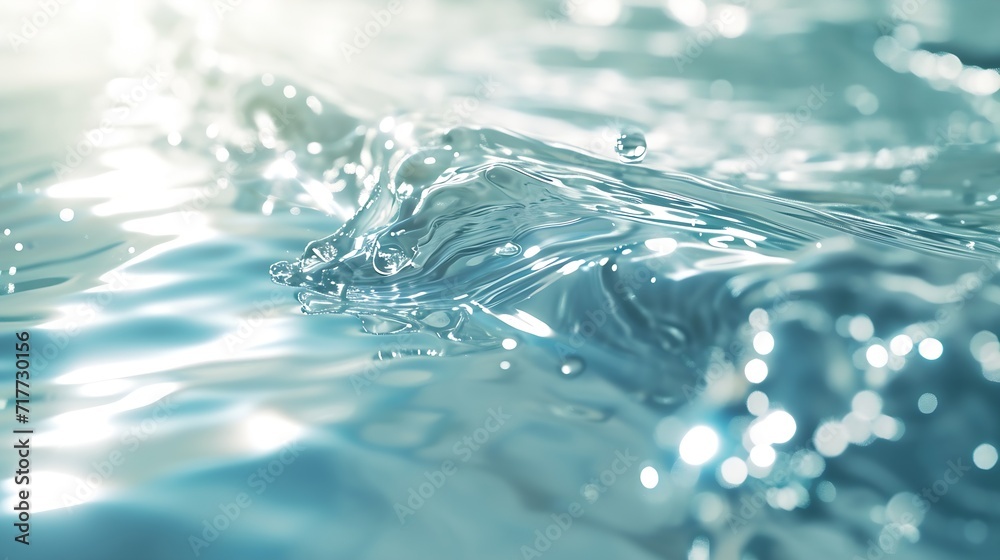 Aufkleber generative ai : de-focused blurred transparent blue colored clear calm water surface texture with sp