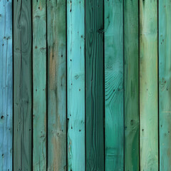 Close-up of Painted Wooden Fence in Blue and Green