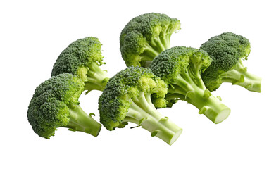 Vibrant Broccoli Florets on Transparent Background
