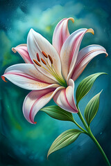 Pink lily flower illustration.