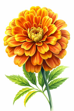 Merigold flower on a white illustration image.
