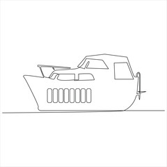 
Continuous one line drawing of ship line art drawing vector illustration