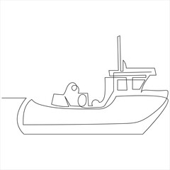 
Continuous one line drawing of ship line art drawing vector illustration