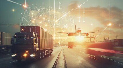 Generative AI : Technology Digital Future of Cargo Containers Logistics Transport Concept
