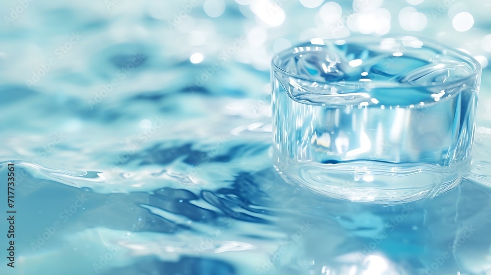 Aufkleber generative ai : de-focused blurred transparent blue colored clear calm water surface texture with sp