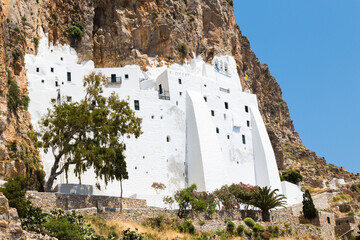 The beautiful Panagia Hozoviotissa Monastery on Amorgos Island. Cyclades of Greece. - 717733566
