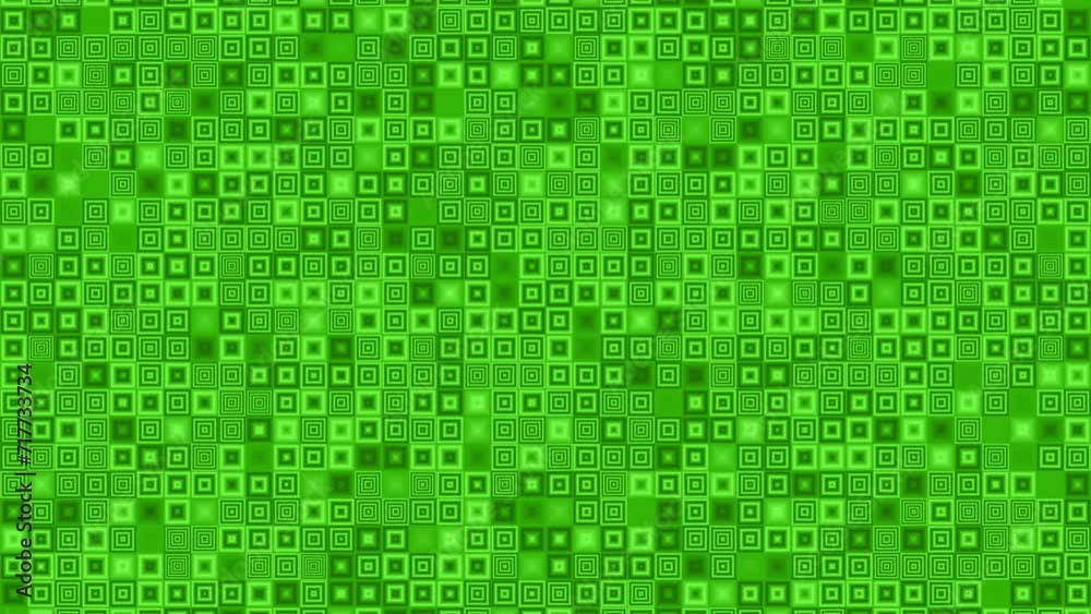 Wall mural decorated green square dots blink randomly, 4k loop motion background.