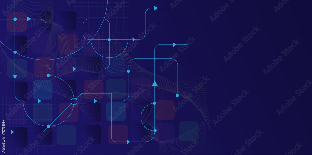 Wall mural vectors Abstract connecting lines and dots., Social networking, network connection and global communication technology background  