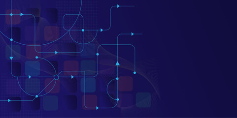 vectors Abstract connecting lines and dots., Social networking, network connection and global communication technology background  