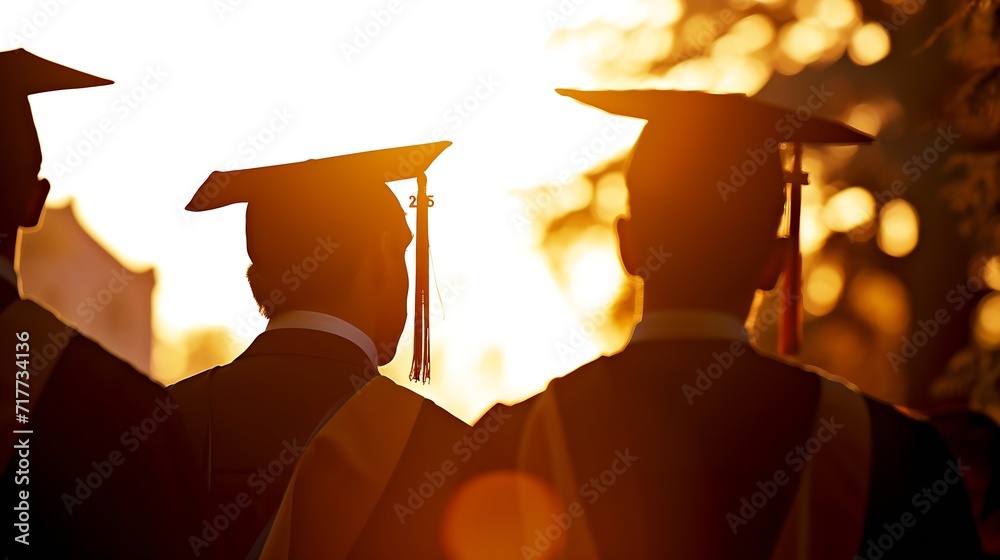 Canvas Prints Generative AI : abstract Close up Rear view of the university graduates at Silhouette sunset - Canvas Prints
