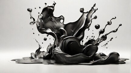 Splash of black watercolor on white background