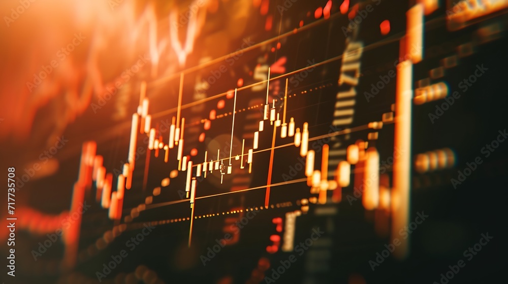 Poster generative ai : stock market or forex trading graph and candlestick chart suitable for financial inv