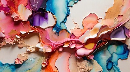 abstraction from crushed alcohol ink with bright pastel colors, background,