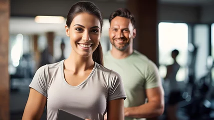 Gordijnen Personal trainer with a clipboard in stock photography , Personal trainer, clipboard, stock photography © Christopher