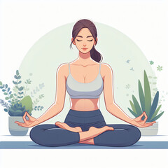 Obraz na płótnie Canvas Young woman practices yoga Physical and spiritual practice Vector illustration 