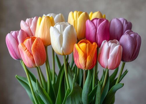 Blooming Beauties: A Colorful Bouquet of Tulips for Spring Generative AI