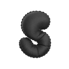 3D black leather balloon letter S