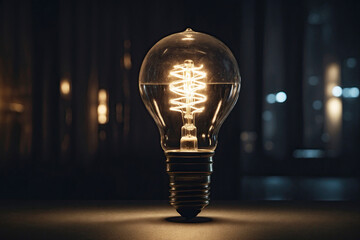 A light bulb symbolizing a power outage in a city where the electricity is cut off, illustrating the concept of an energy crisis or blackout.