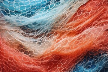 Vibrant Textured Fabric Waves in Blue and Red Hues