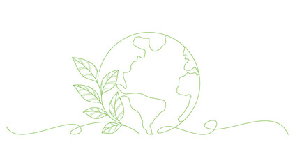 Earth with Green Leaves. Vector Earth Day Element eps 10