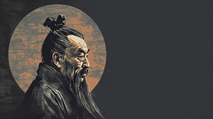 Confucius Philosopher Artwork: Minimal Design with Text Space - obrazy, fototapety, plakaty