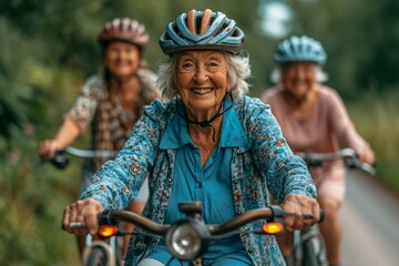 Obraz premium Bicycle Ride with the Girls: A Monthly Meetup for Cycling Enthusiasts Generative AI