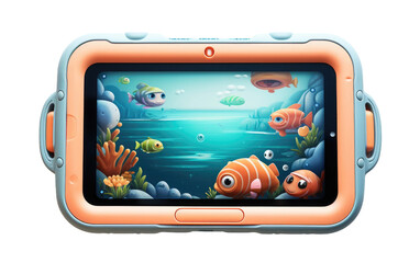 Interactive Educational Tablet Kids on Transparent Background