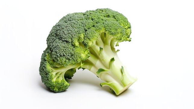 Broccoli vegetables that are still fresh and green isolated on a white background. generative AI