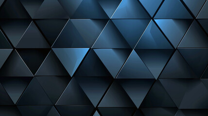 Fototapeta na wymiar Many Dark Blue Triangle Shapes, Lots of Lit 3D Pyramids, Abstract Futuristic Background, Texture Design