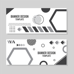 Web banner design with geometric shapes. Vector illustration