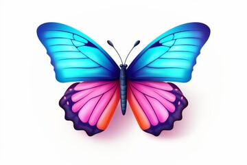 Obraz premium Illustration of Colorful 3d butterfly icon on white background