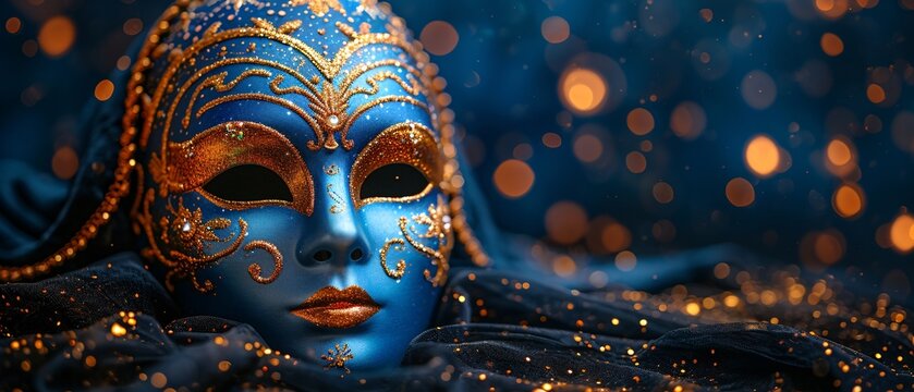 Golden Mardi Gras Mask Generative AI