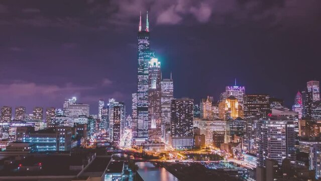  Timelapse Aerial Modern City At Night