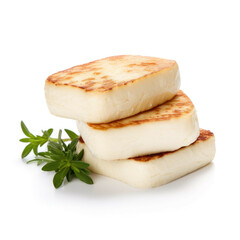 Halloumi Cheese isolated on white background