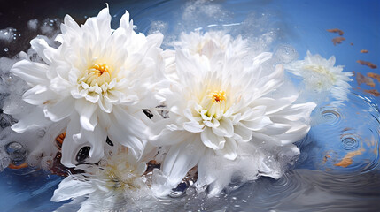 Living white chrysanthemum flower in streams