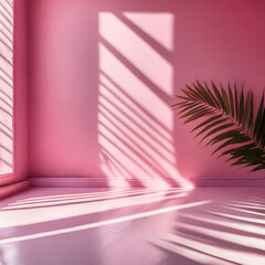 Abstract pink color gradient studio background for product presentation. Empty room. Generative AI.