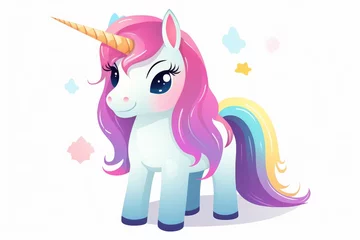 Foto op Canvas 3d cute unicorn icon vector illustration on white background © Tixel