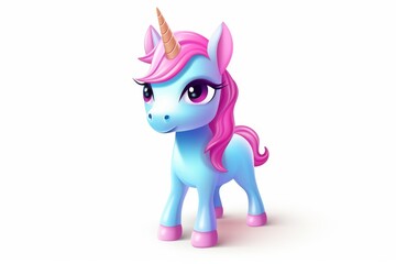 3d cute unicorn icon vector illustration on white background