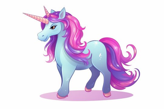 3d cute unicorn icon vector illustration on white background